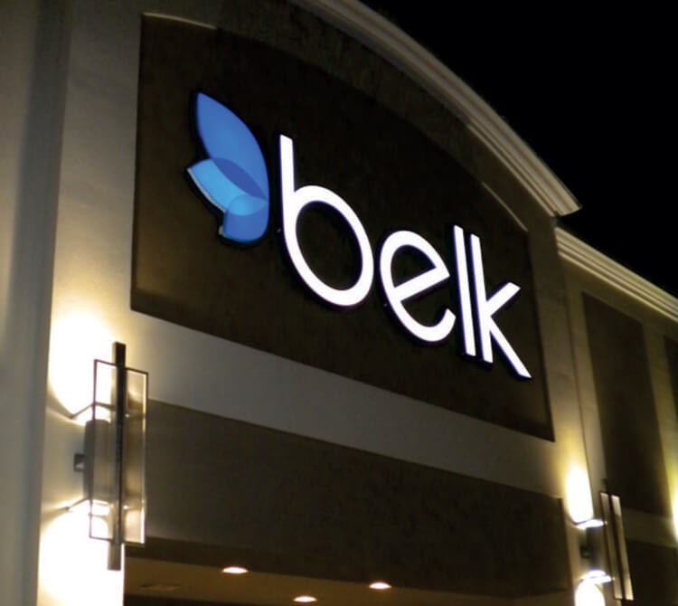 belk department store illuminated channel letters
