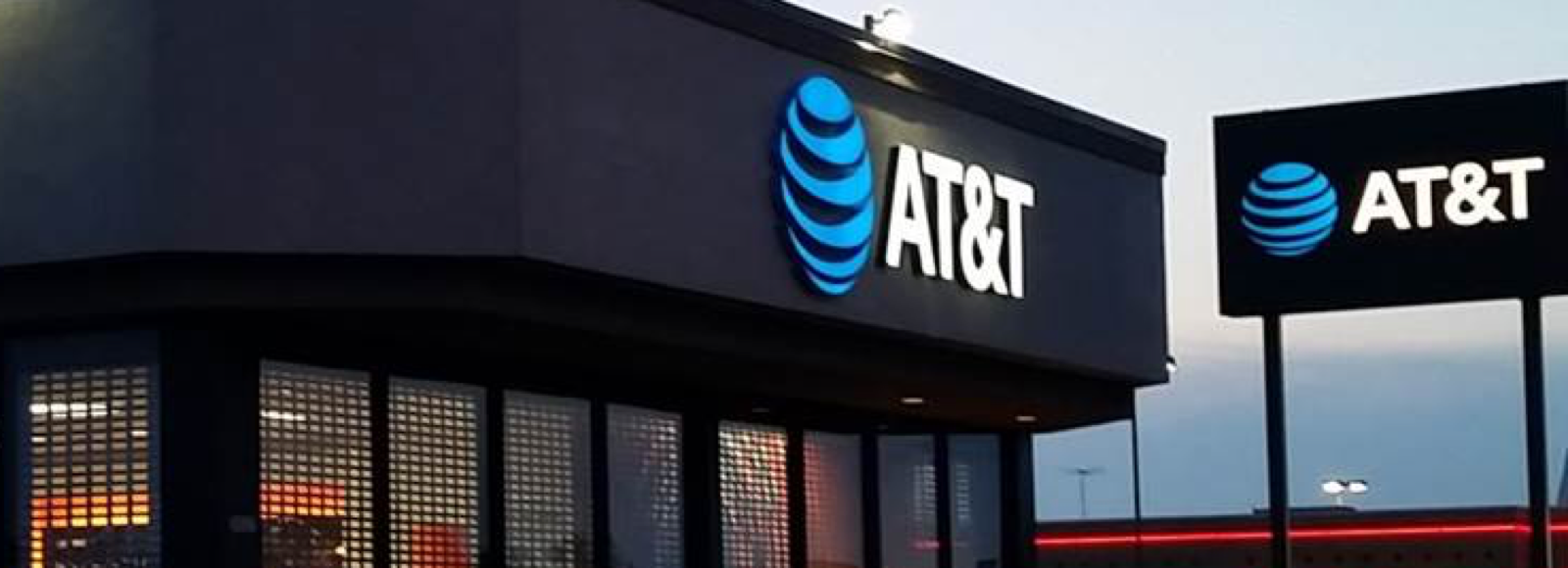 AT&T logo, illuminated sign, Custom sign, Channel letters